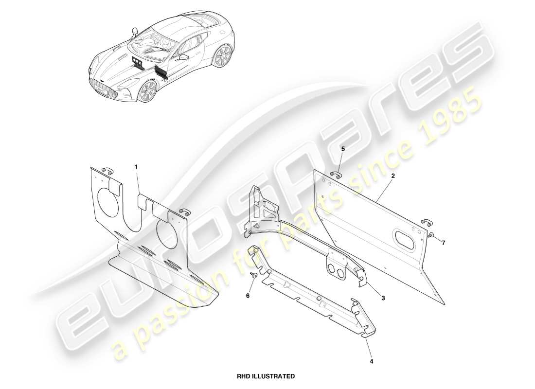 aston martin one-77 (2011) teilediagramm der fußbrettbaugruppe