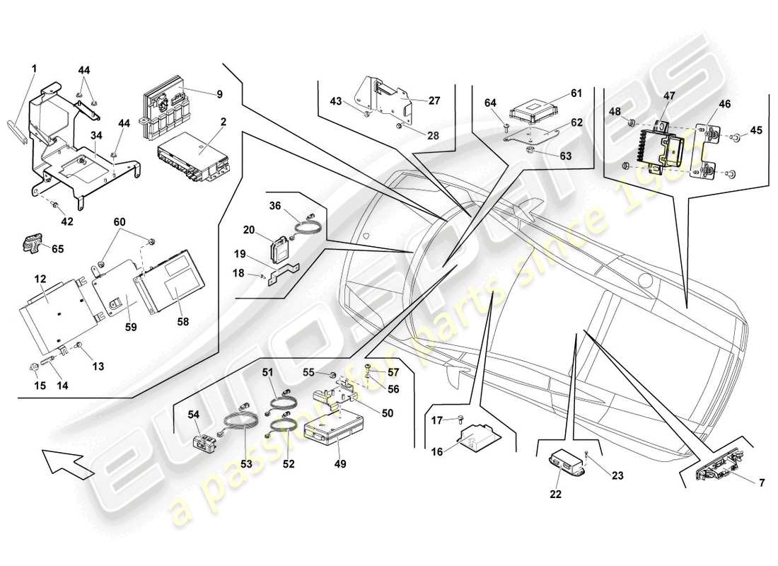 lamborghini lp550-2 spyder (2013) zentrale steuereinheit für komfortsystem ersatzteildiagramm