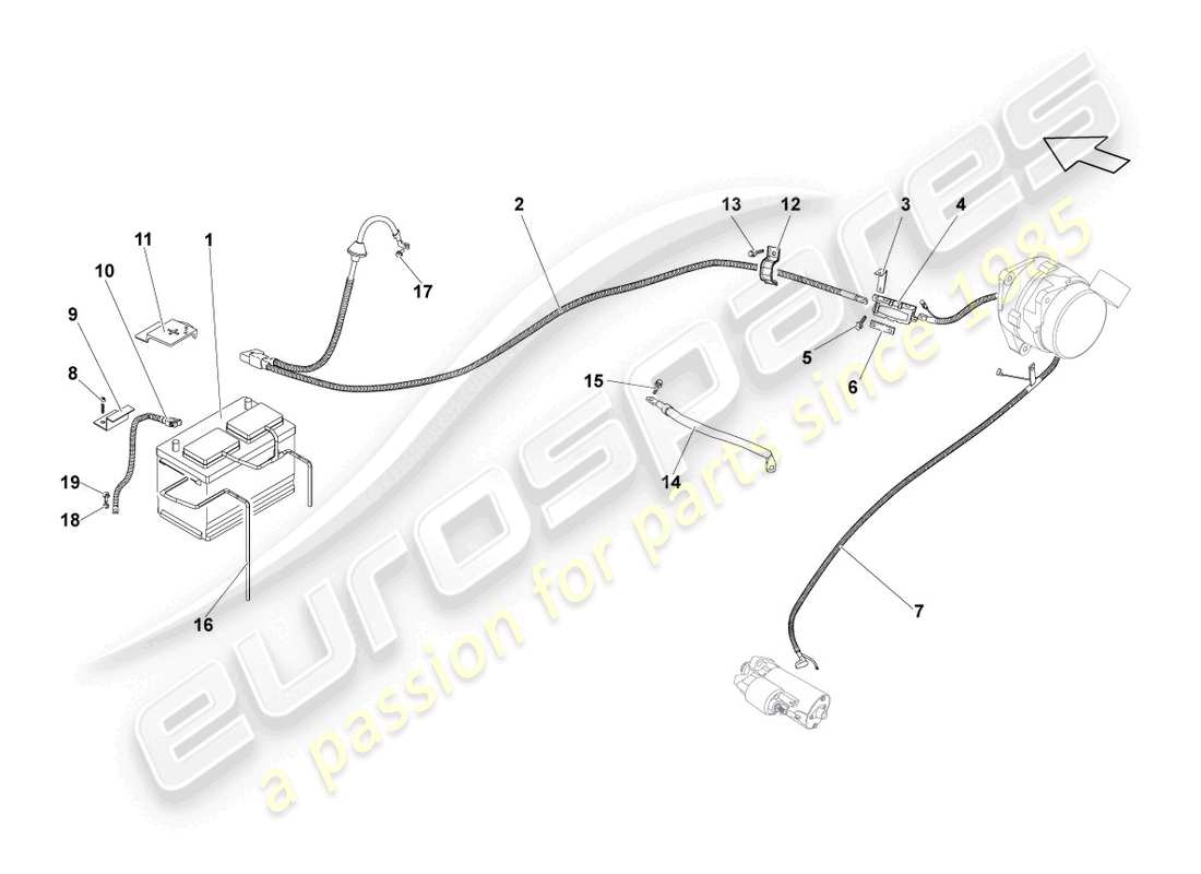 lamborghini gallardo spyder (2006) batterie teilediagramm