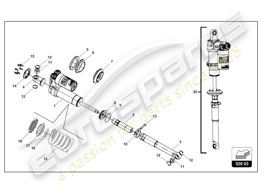 lamborghini gt3 (2017) hinterer dämpfer ersatzteildiagramm
