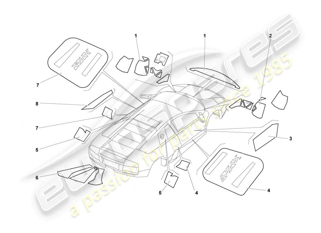 lamborghini lp640 coupe (2008) flammenschutz ersatzteildiagramm