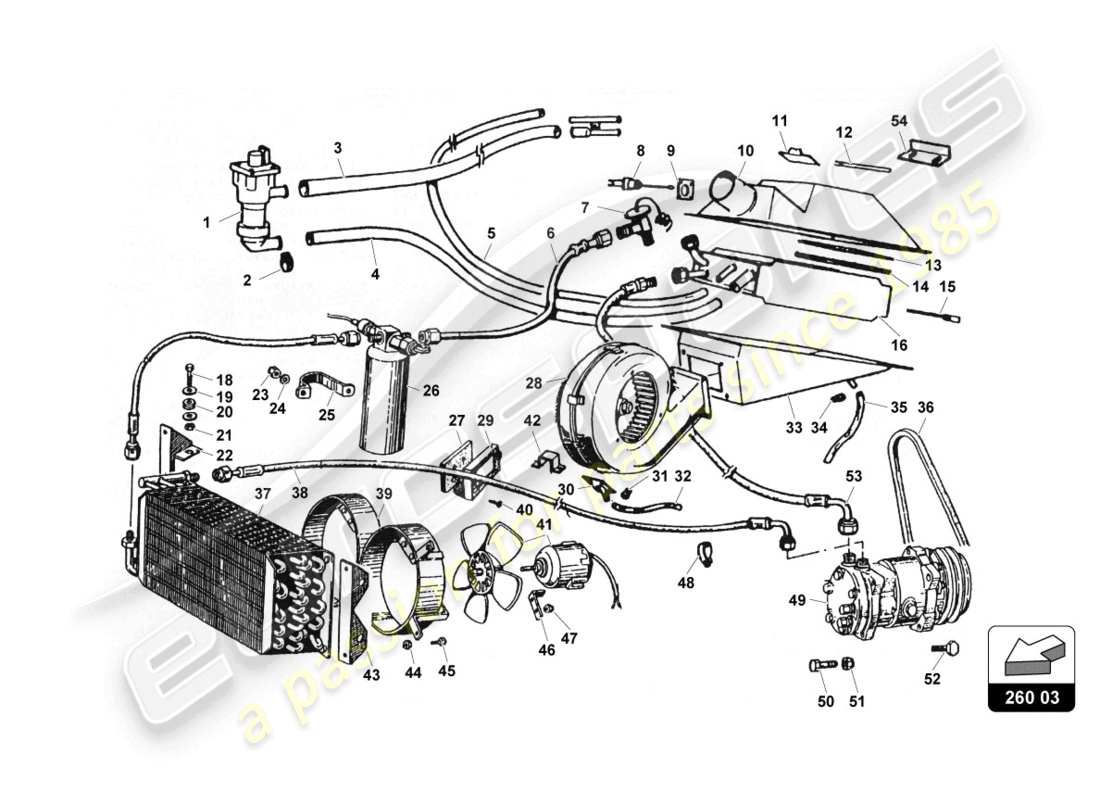lamborghini countach 25th anniversary (1989) teilediagramm der klimaanlage