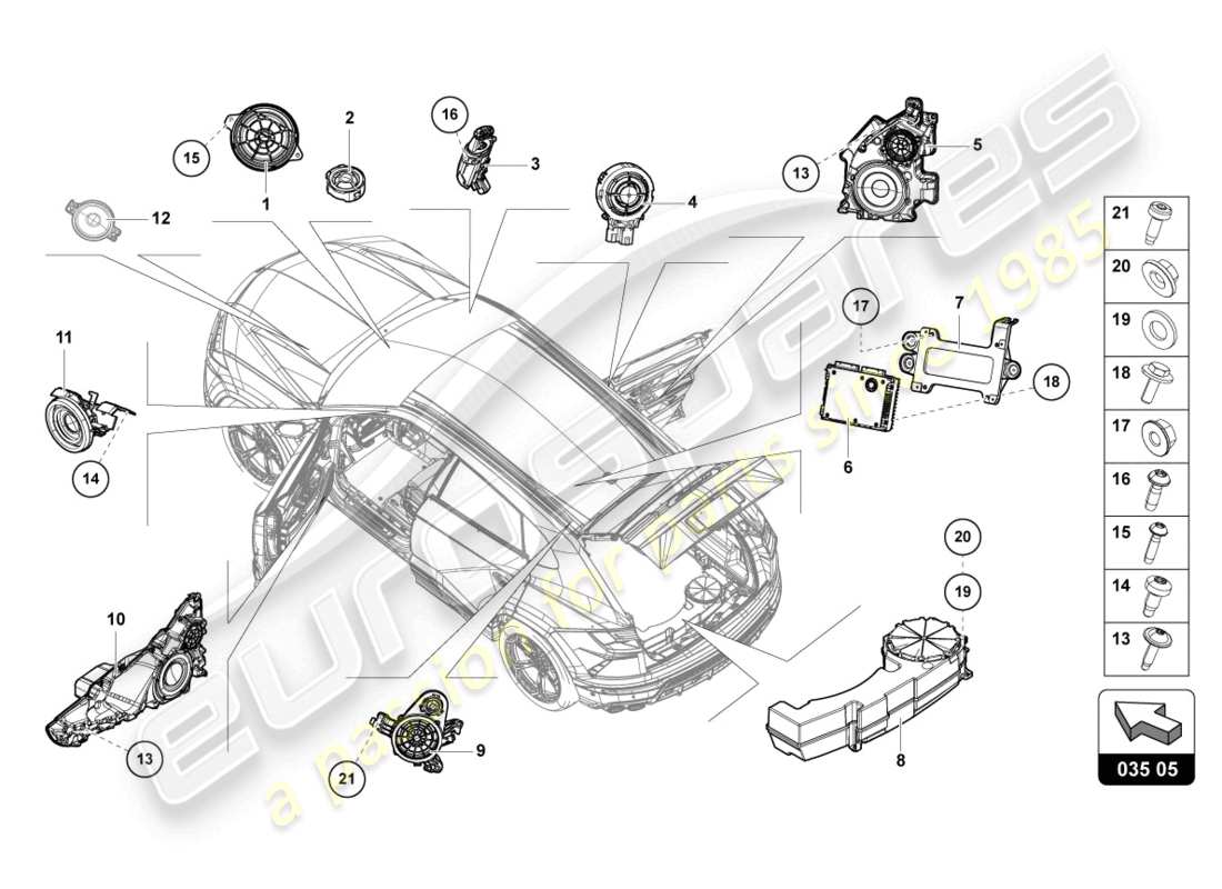 lamborghini urus s (2024) elektrische teile für audiosystem teilediagramm