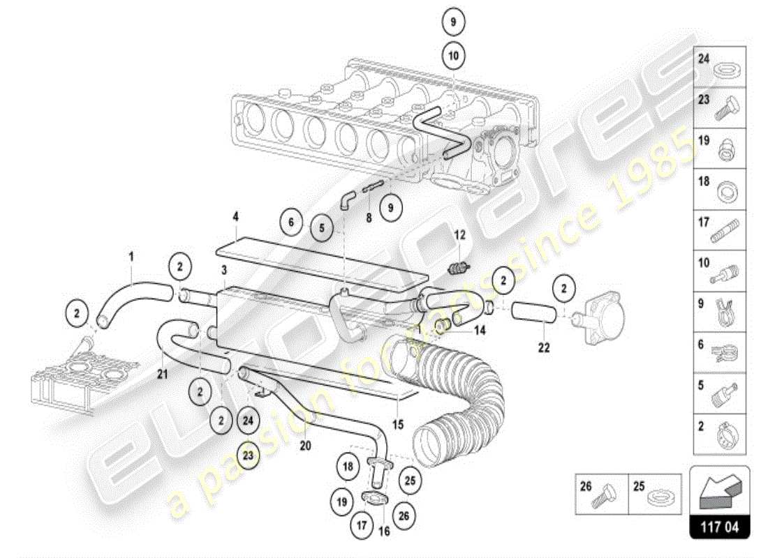eine teilezeichnung aus dem lamborghini diablo vt (1995) teilekatalog