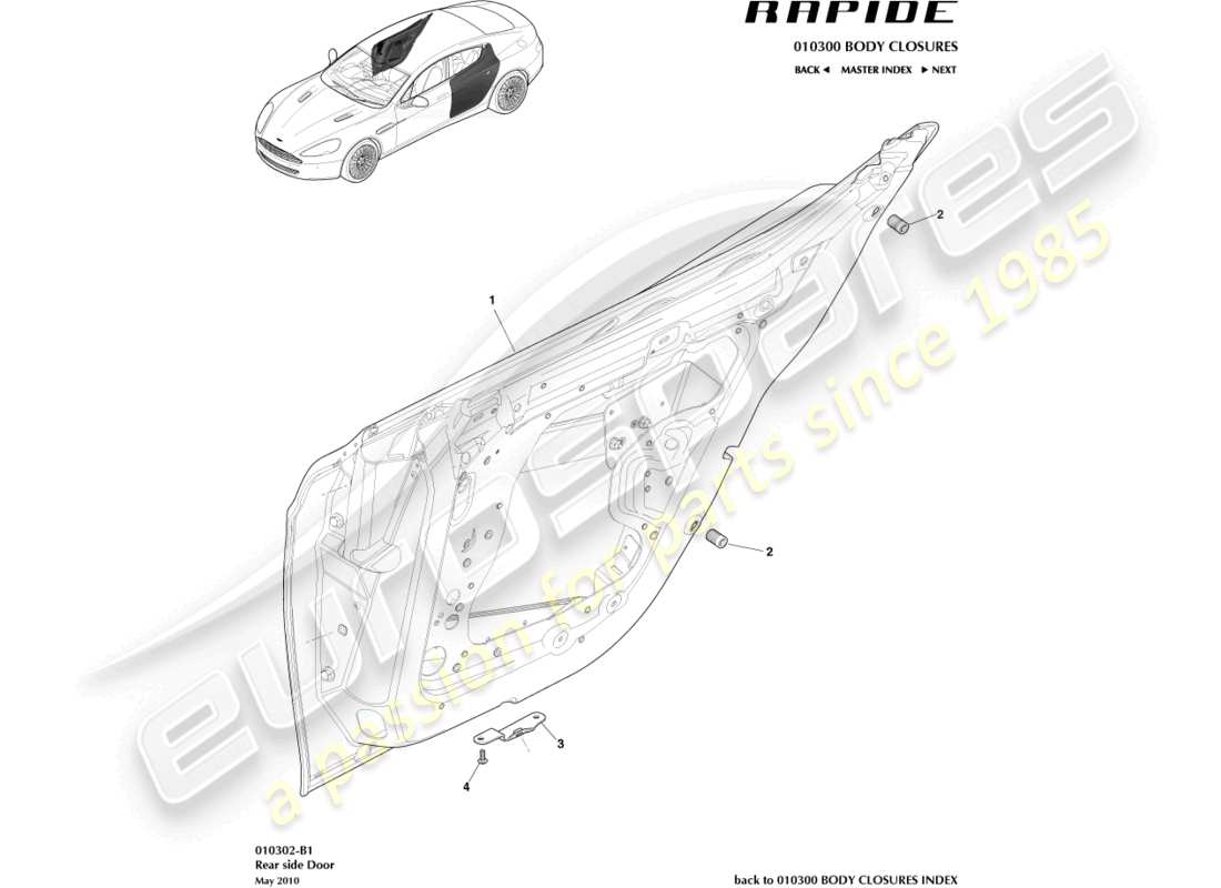 aston martin rapide (2011) teilediagramm der hintertürbaugruppe