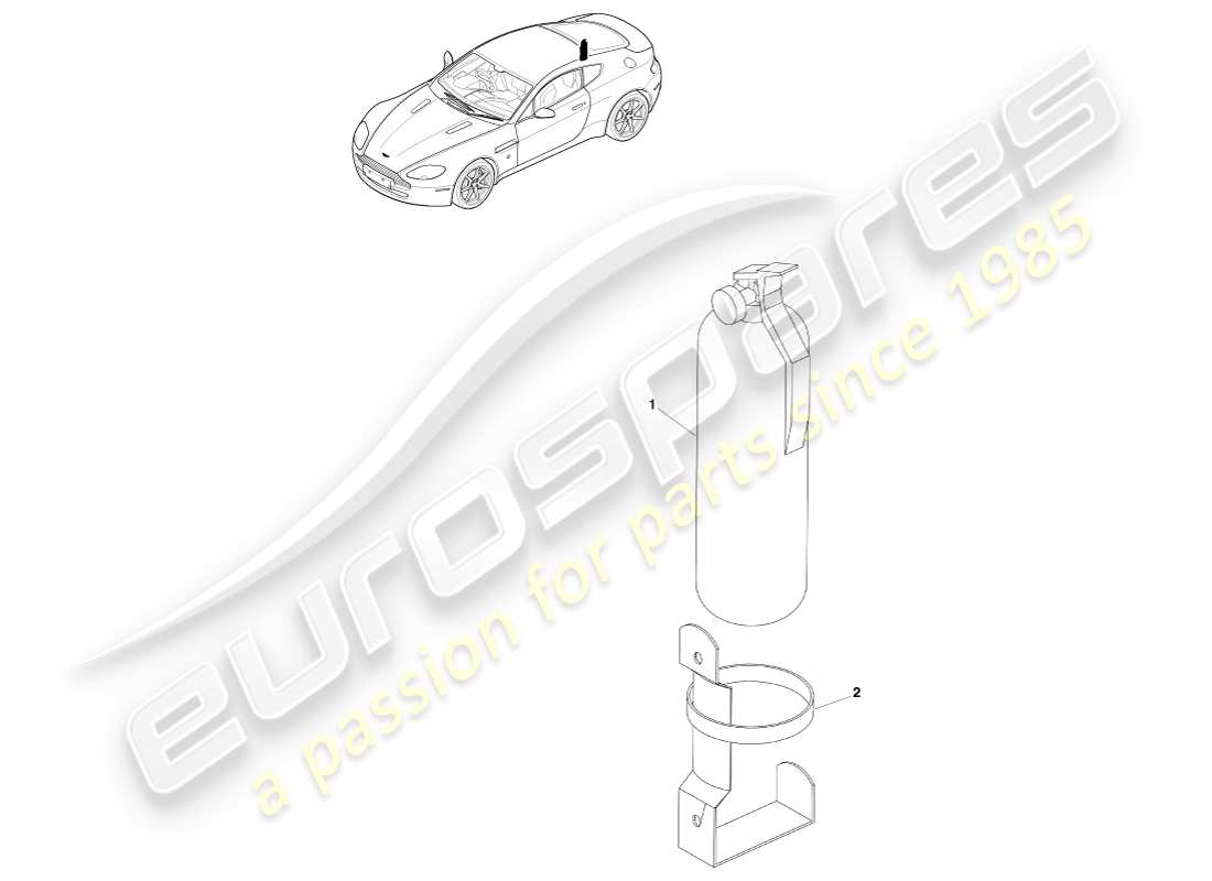 aston martin v8 vantage (2005) teilediagramm für feuerlöscher