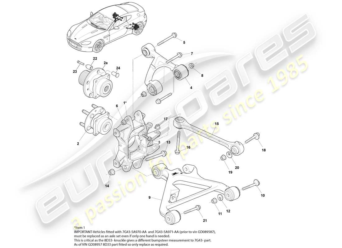 aston martin v8 vantage (2005) teilediagramm der hinterradaufhängung