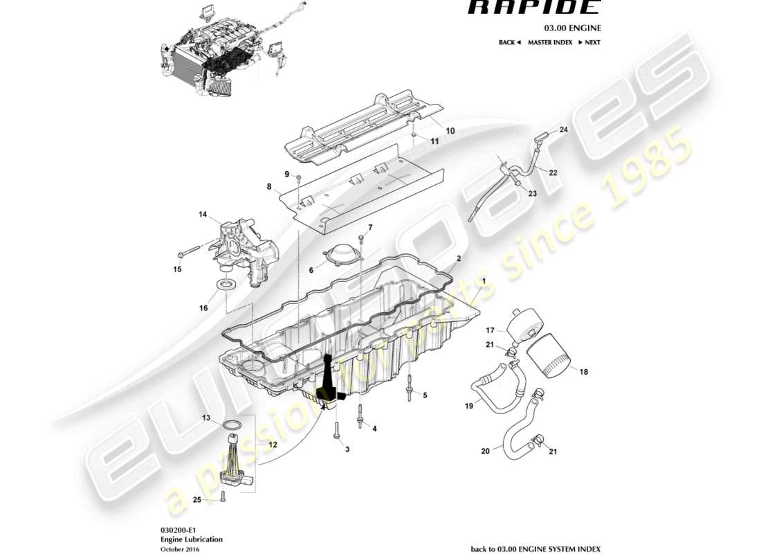 aston martin rapide (2011) motorschmierung teilediagramm