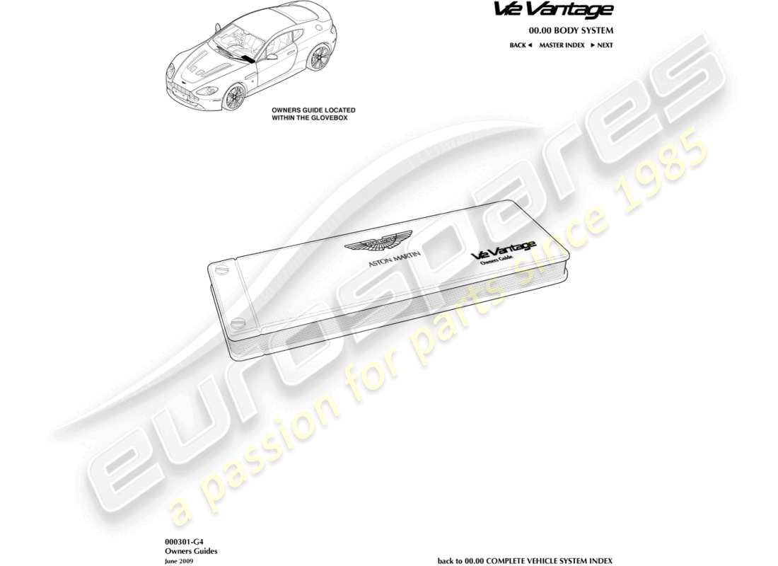 aston martin v12 vantage (2013) teilediagramm für das benutzerhandbuch