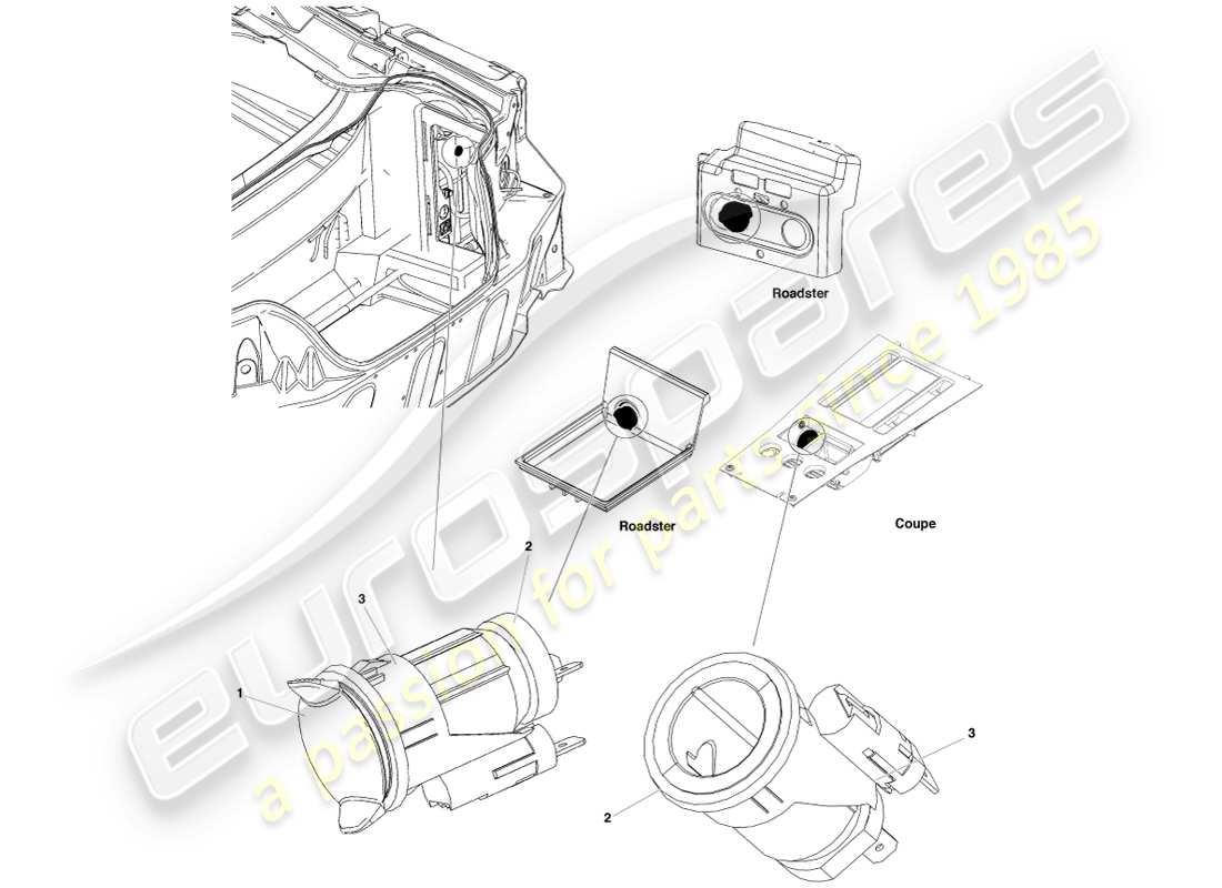 aston martin v8 vantage (2005) teilediagramm für zusatzsteckdose