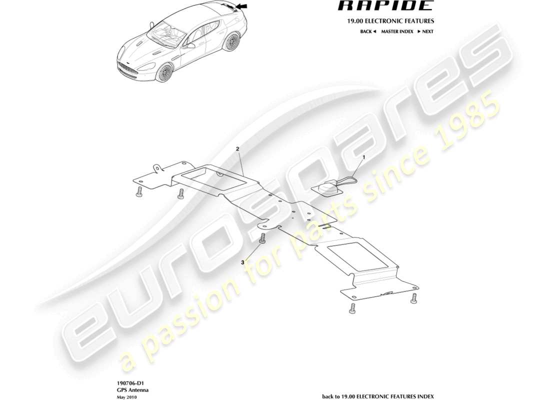 aston martin rapide (2011) gps-antennenteildiagramm