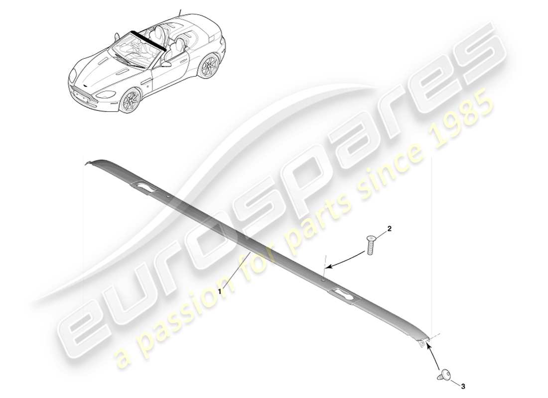 aston martin v8 vantage (2005) dachverkleidung, roadster-ersatzteildiagramm
