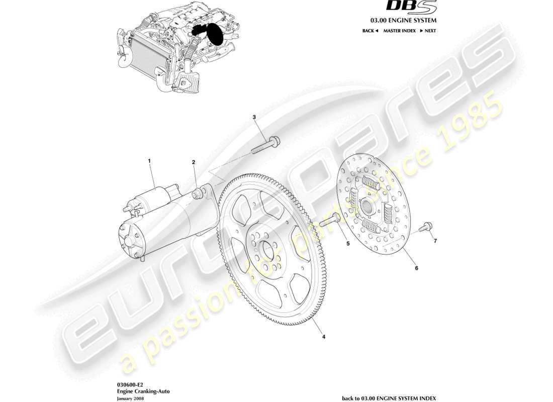 aston martin dbs (2011) anlasser, autoteildiagramm