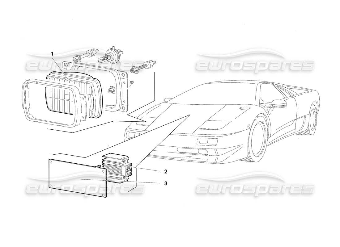 lamborghini diablo sv (1997) lichter (gültig für rh d. - märz 1997) ersatzteildiagramm