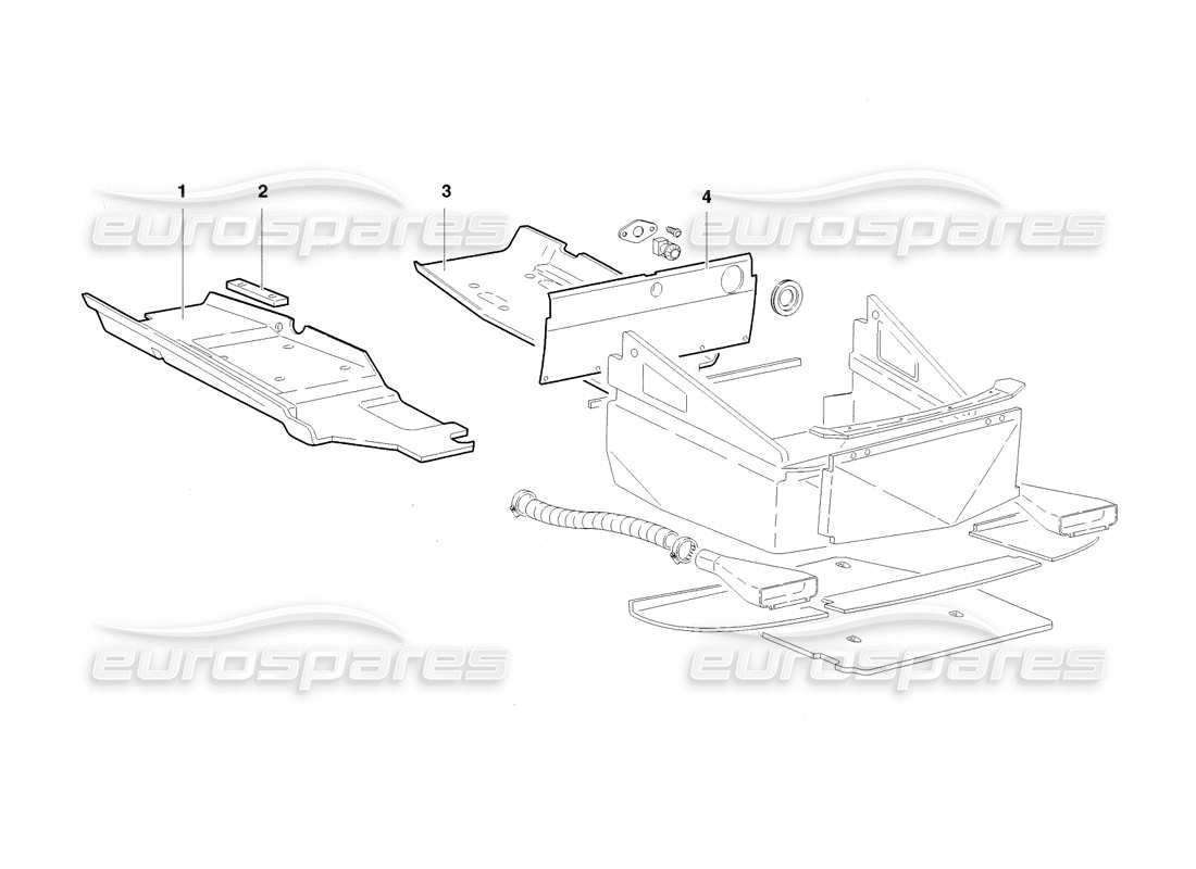 lamborghini diablo sv (1998) rahmenbodenplatten (gültig für gb - november 1998) teilediagramm