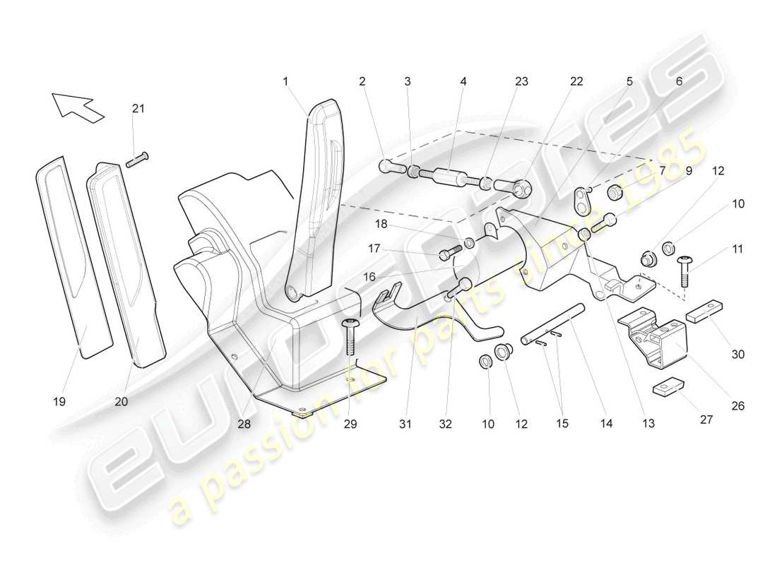 lamborghini gallardo spyder (2007) gaspedal links teilediagramm