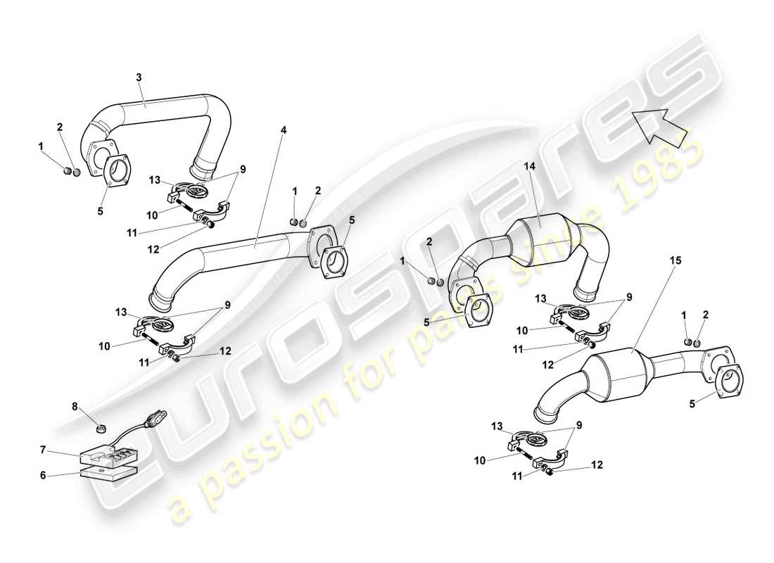lamborghini lp640 coupe (2010) auspuffanlage teilediagramm