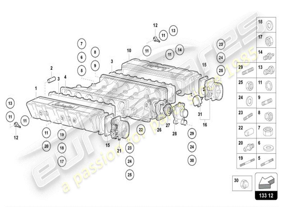 lamborghini diablo vt (1999) ansaugkrümmer - teilediagramm