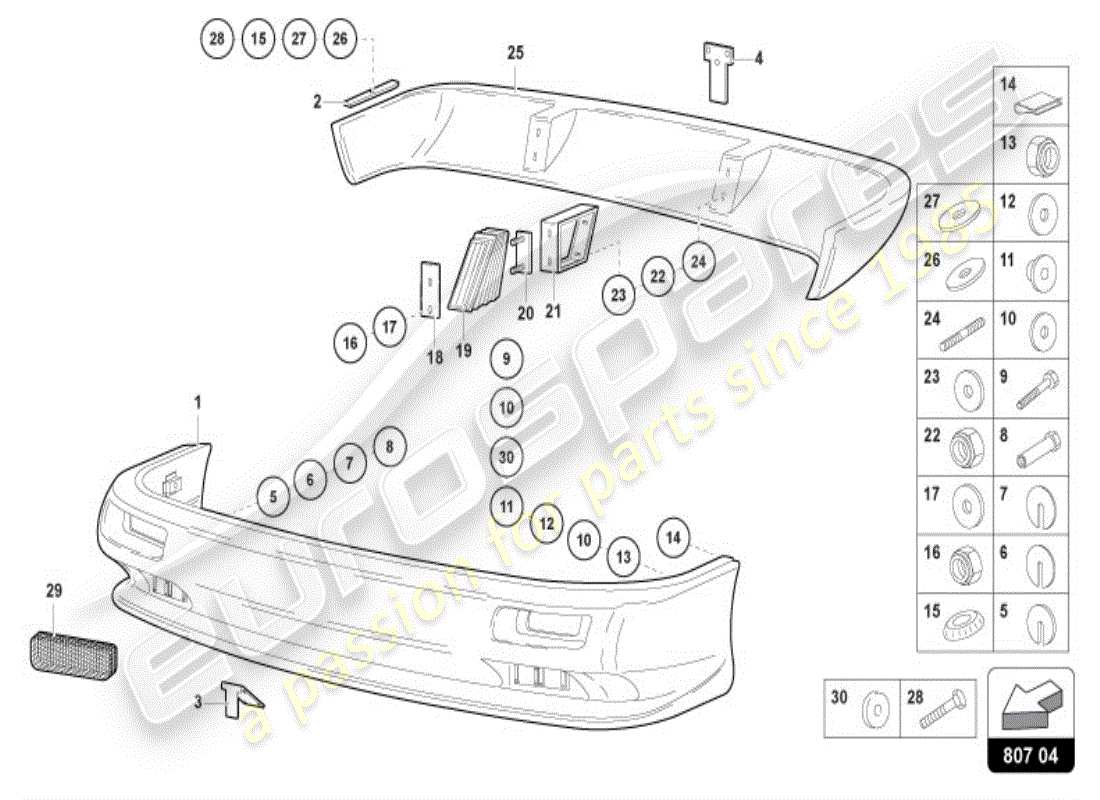 lamborghini diablo vt (1995) stoßstange, komplett ersatzteildiagramm