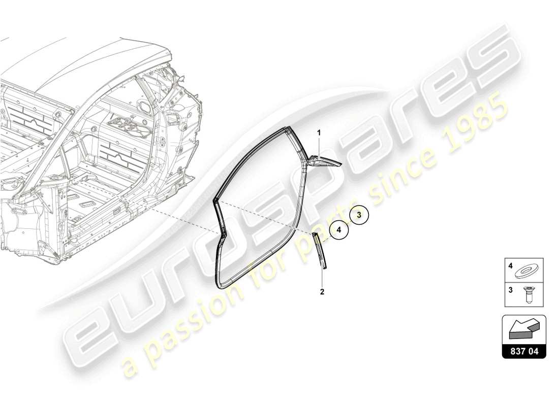 lamborghini evo spyder 2wd (2021) türdichtung vordertüren ersatzteildiagramm