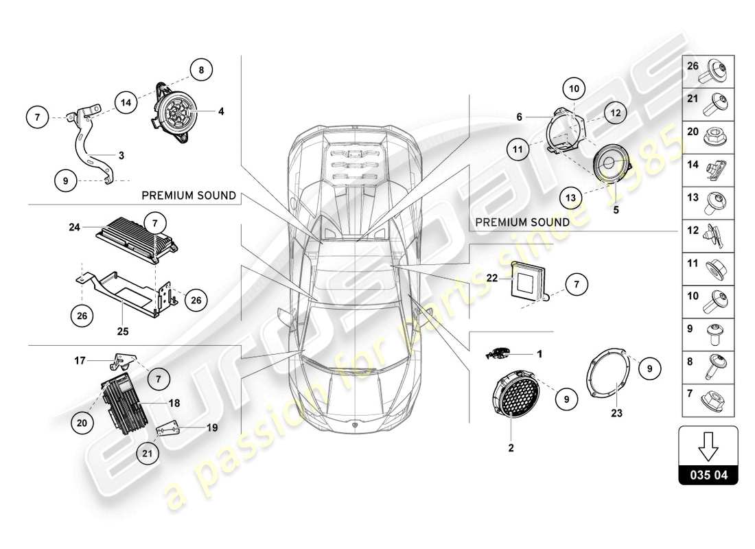 lamborghini evo spyder (2021) radioeinheit ersatzteildiagramm