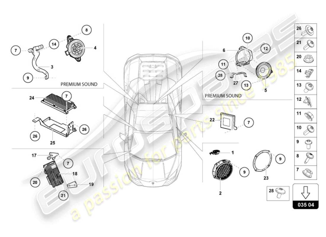 lamborghini 2024 (evo spyder) radioeinheit ersatzteildiagramm