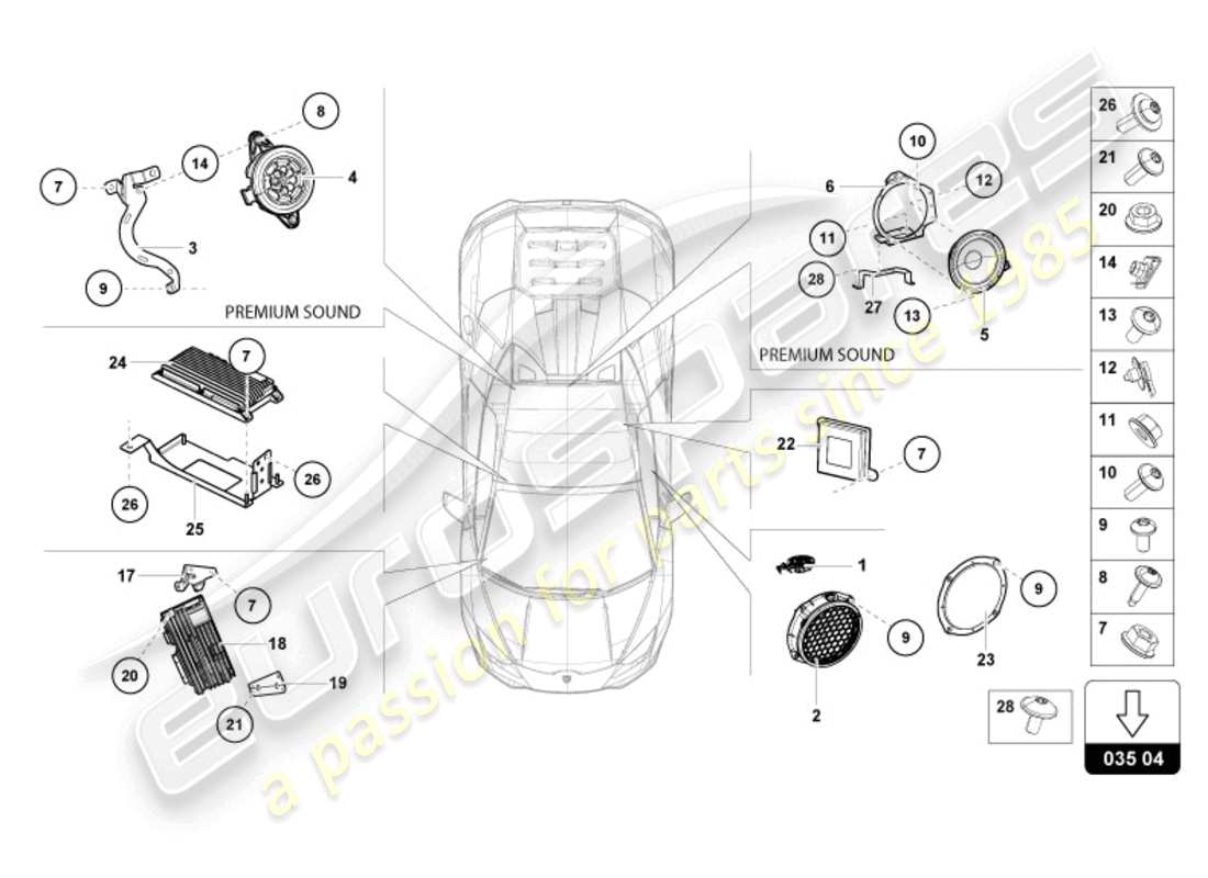 lamborghini evo spyder (2024) radioeinheit ersatzteildiagramm