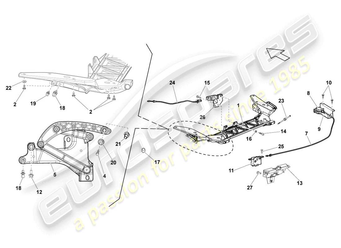 lamborghini lp550-2 spyder (2011) schlossträger ersatzteildiagramm