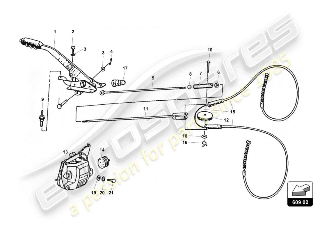 lamborghini countach 25th anniversary (1989) parkbremse ersatzteildiagramm