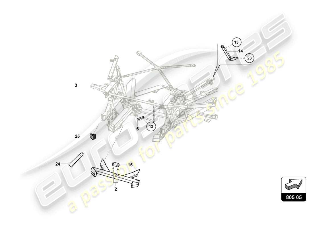 lamborghini super trofeo evo 2 (2022) hinterrahmen-aussenelemente ersatzteildiagramm
