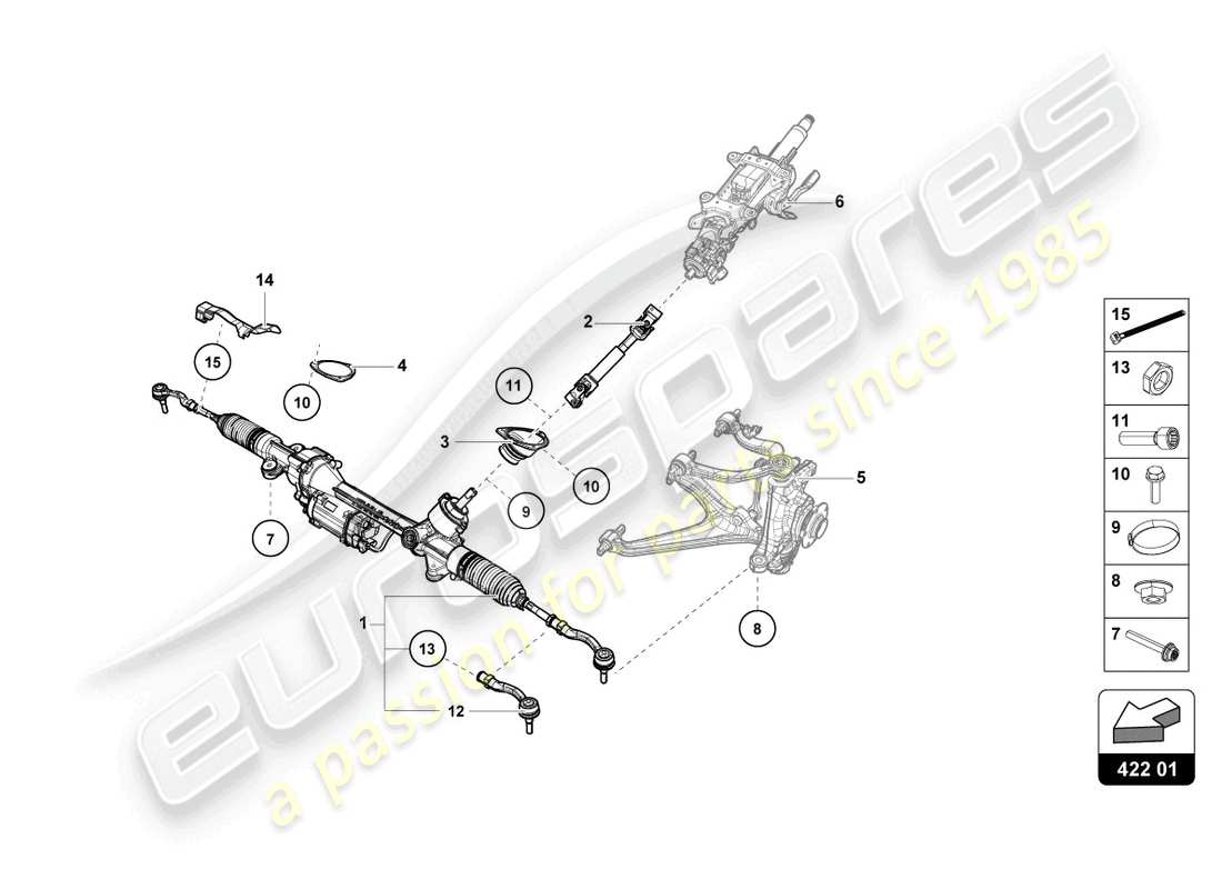 lamborghini evo spyder 2wd (2023) servolenkung - teilediagramm