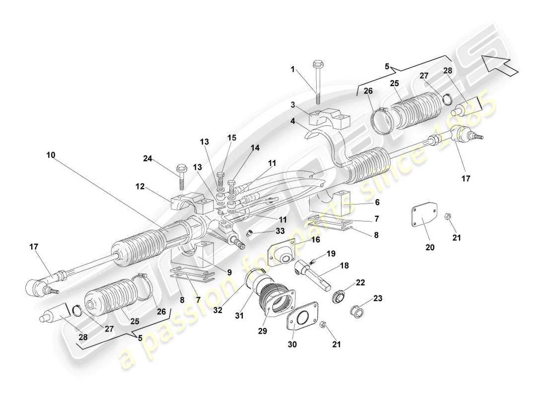 lamborghini lp550-2 spyder (2014) lenkgetriebe teilediagramm