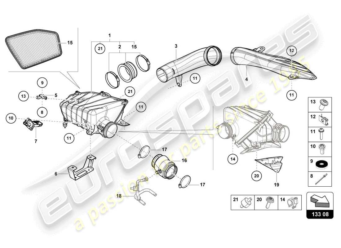 lamborghini sterrato (2024) luftfiltergehäuse teilediagramm