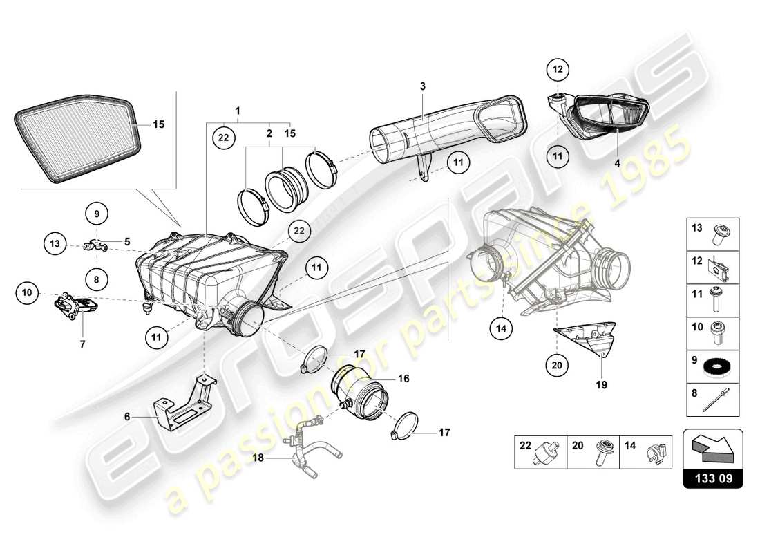 lamborghini evo spyder (2024) luftfiltergehäuse teilediagramm