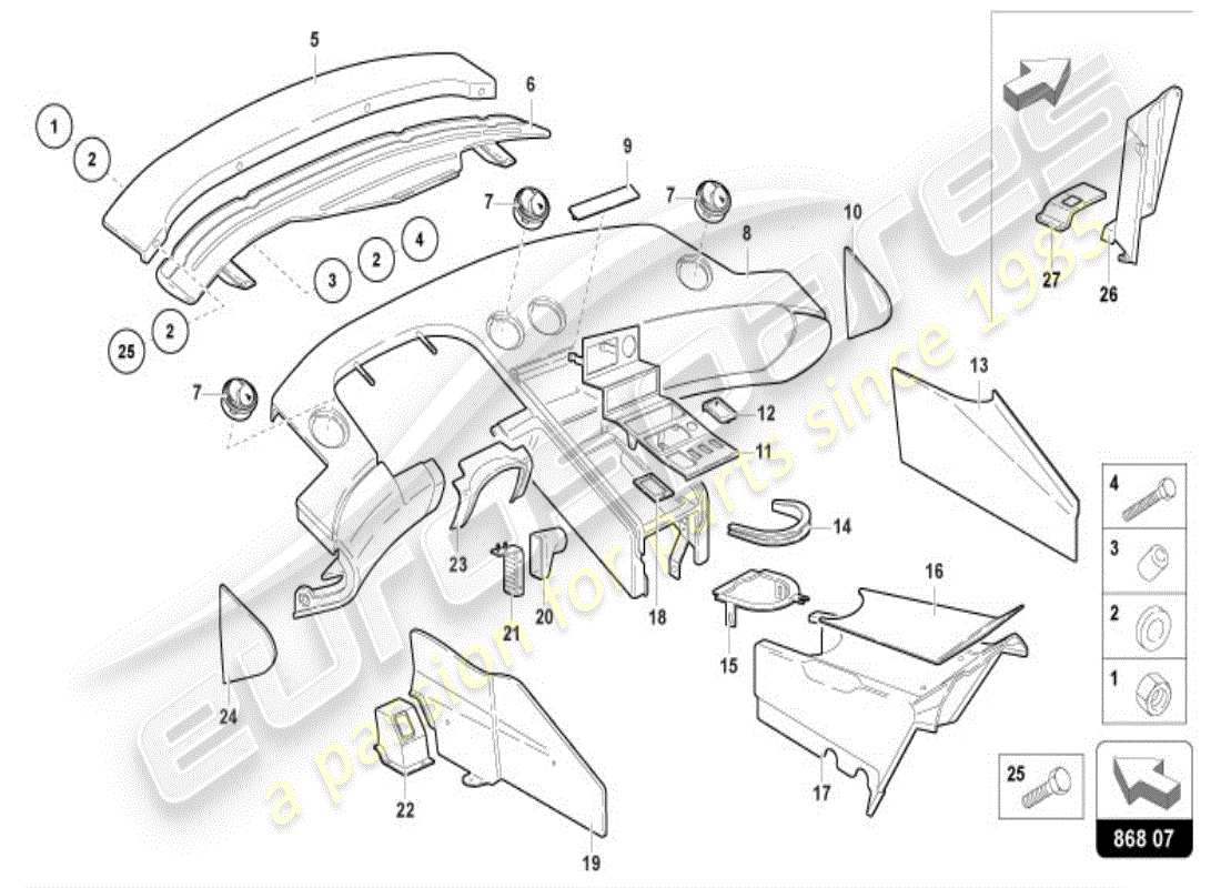 lamborghini diablo vt (1998) innenausstattung teilediagramm