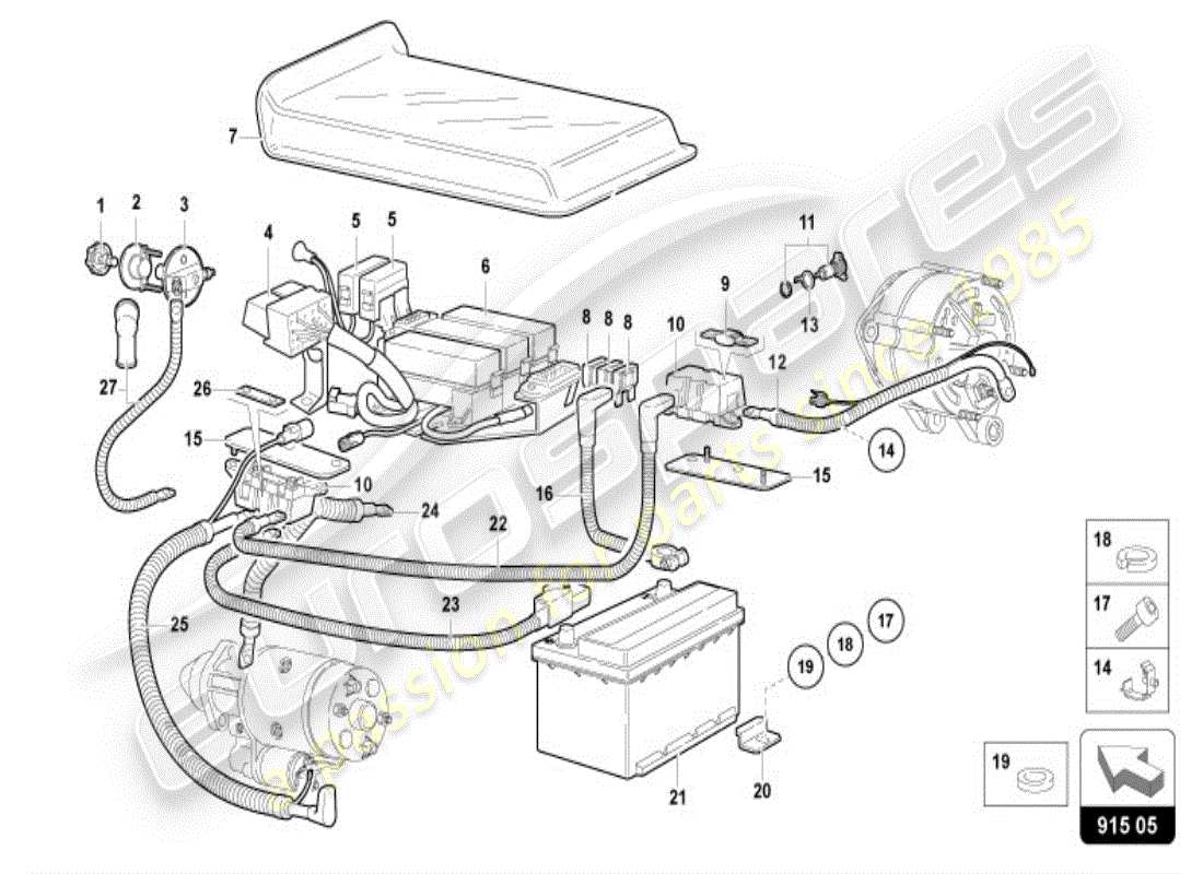 lamborghini diablo vt (1999) batterie teilediagramm