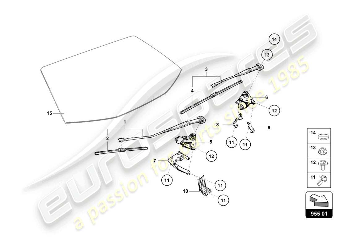 lamborghini 2021 (evo coupe 2wd) scheibenwischer-ersatzteildiagramm