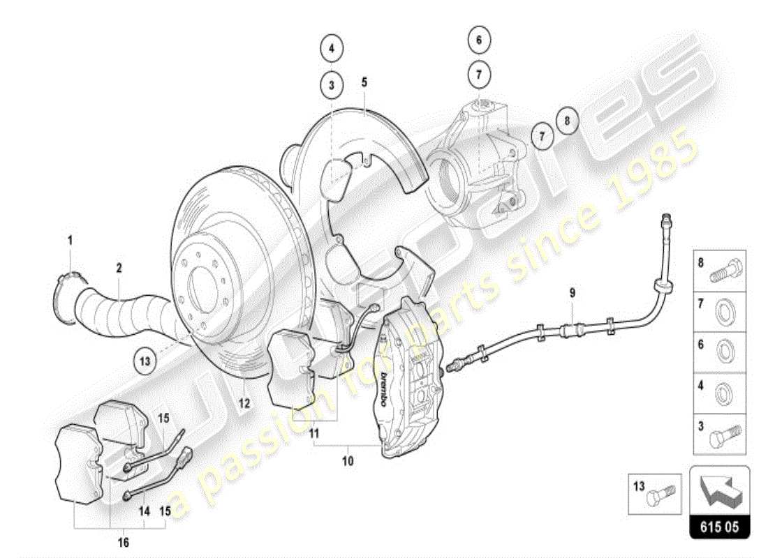 lamborghini diablo vt (1996) bremsscheibe vorne ersatzteildiagramm