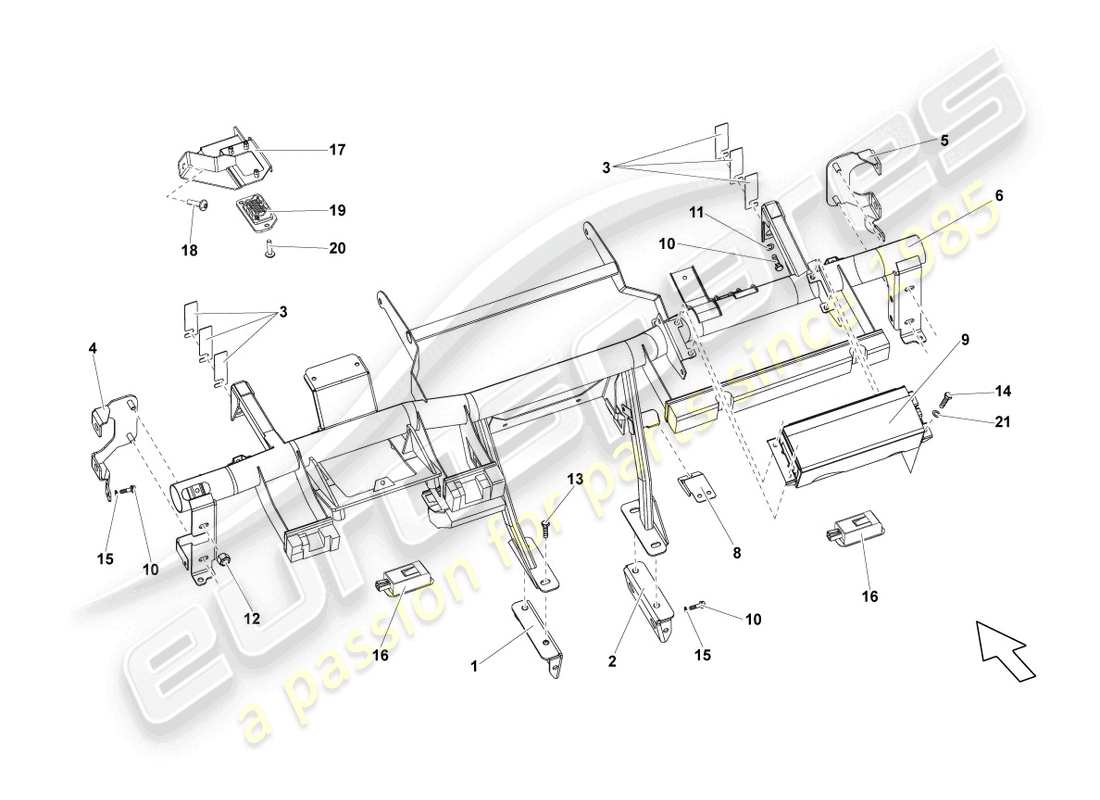 lamborghini lp550-2 coupe (2013) quertraeger für armaturenbrett ersatzteildiagramm