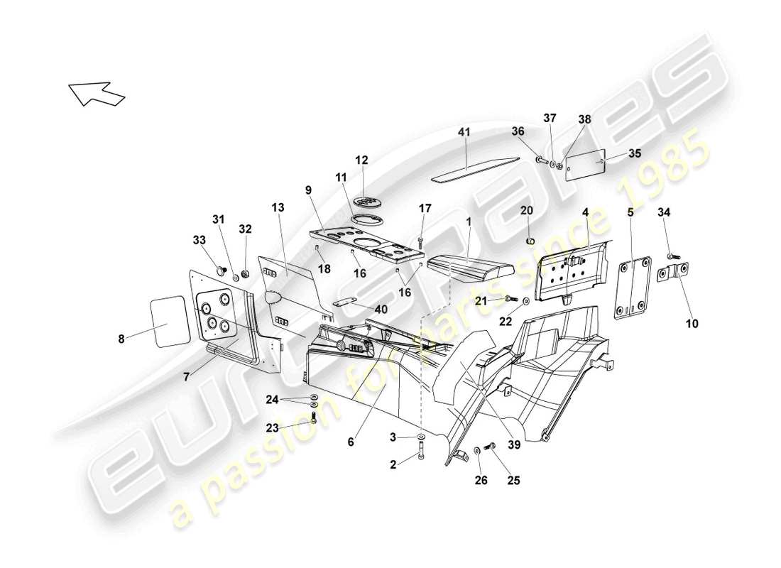 lamborghini lp670-4 sv (2010) mittelkonsole ersatzteildiagramm