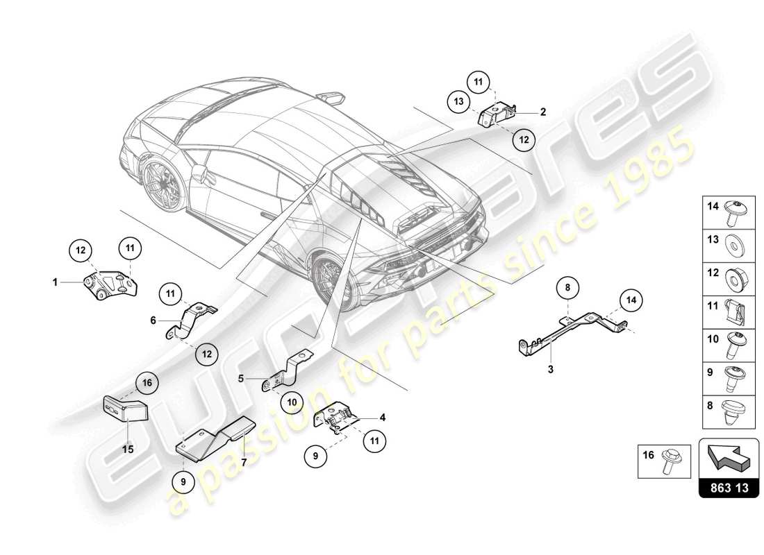 lamborghini evo spyder 2wd (2021) befestigungsteile für motor teilediagramm
