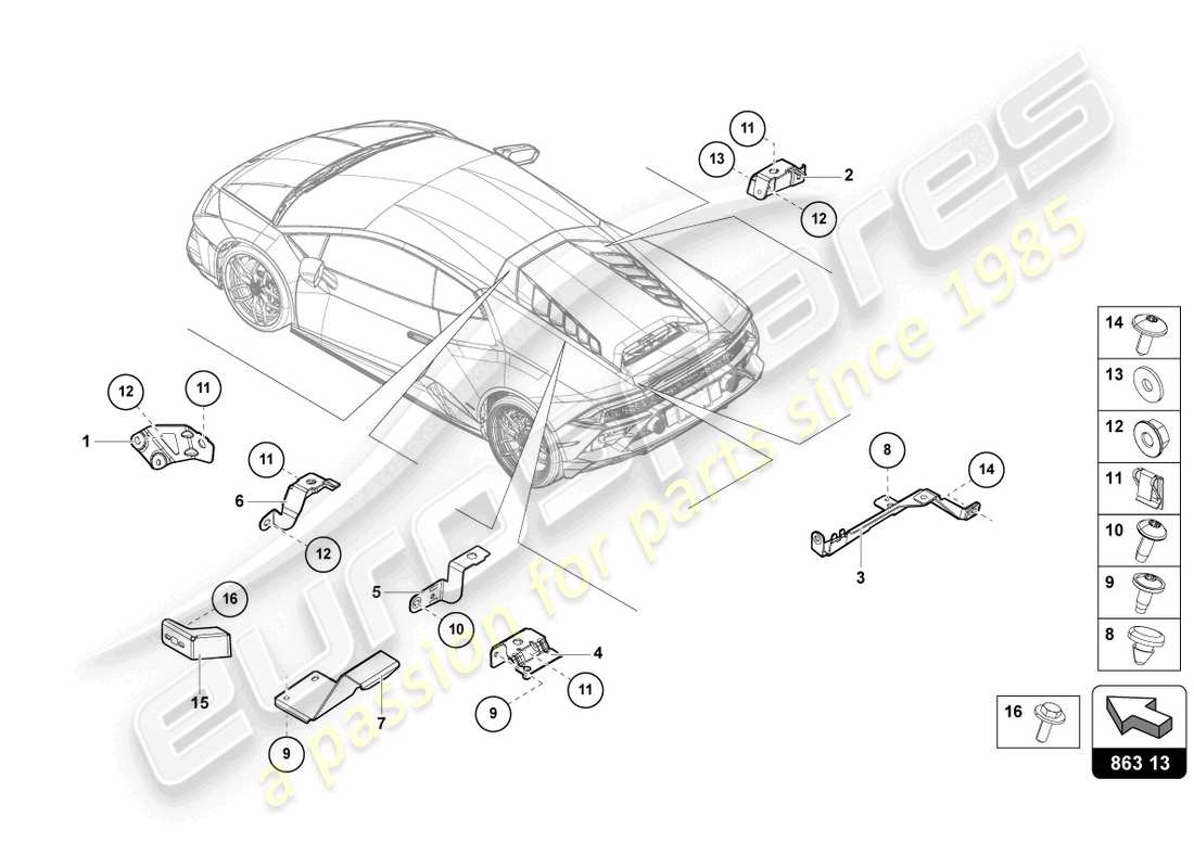 lamborghini evo coupe (2022) befestigung von motorteilen teilediagramm