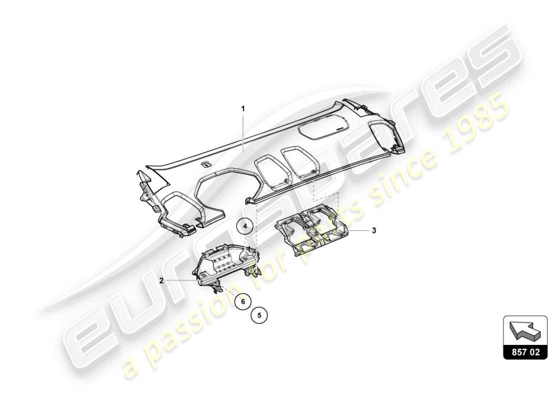 lamborghini super trofeo (2016) armaturenbrett - verkleidungen ersatzteildiagramm