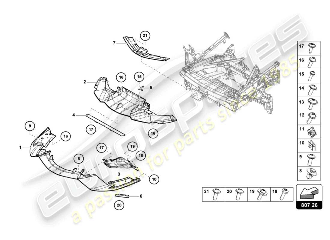 lamborghini sian roadster (2021) stoßstange, komplett vorn, ersatzteildiagramm
