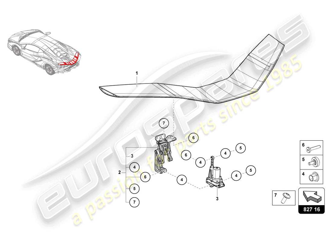 lamborghini sian roadster (2021) heckspoiler teilediagramm