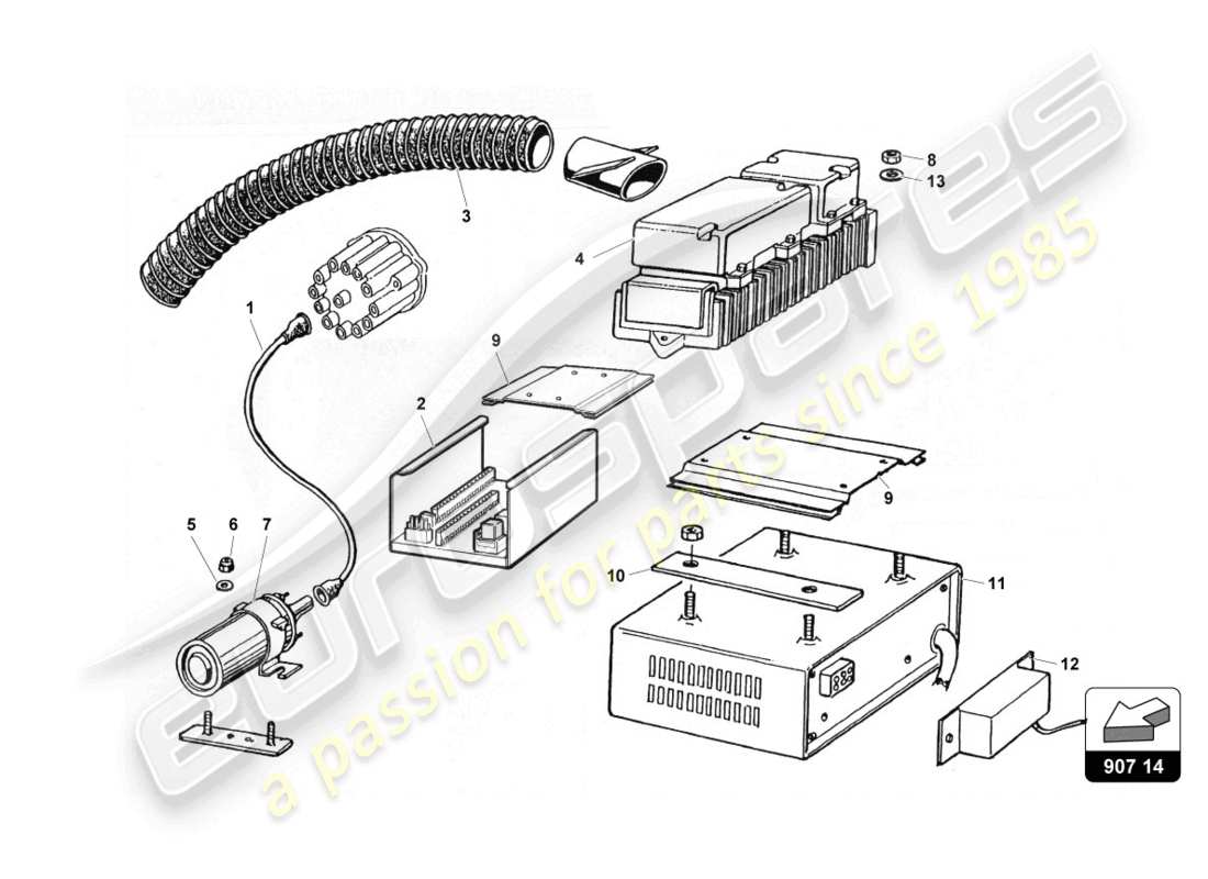 lamborghini countach 25th anniversary (1989) teilediagramm des elektrischen systems