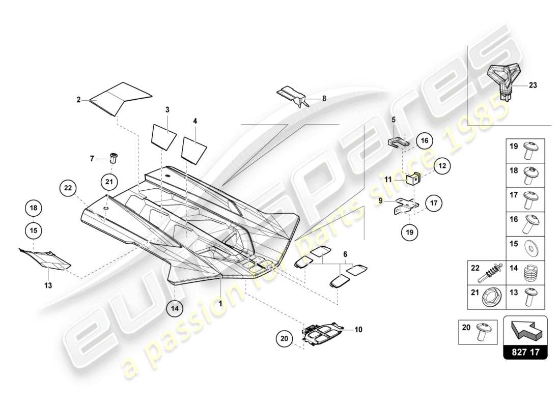 lamborghini sian roadster (2021) motorraumdeckel - ersatzteildiagramm