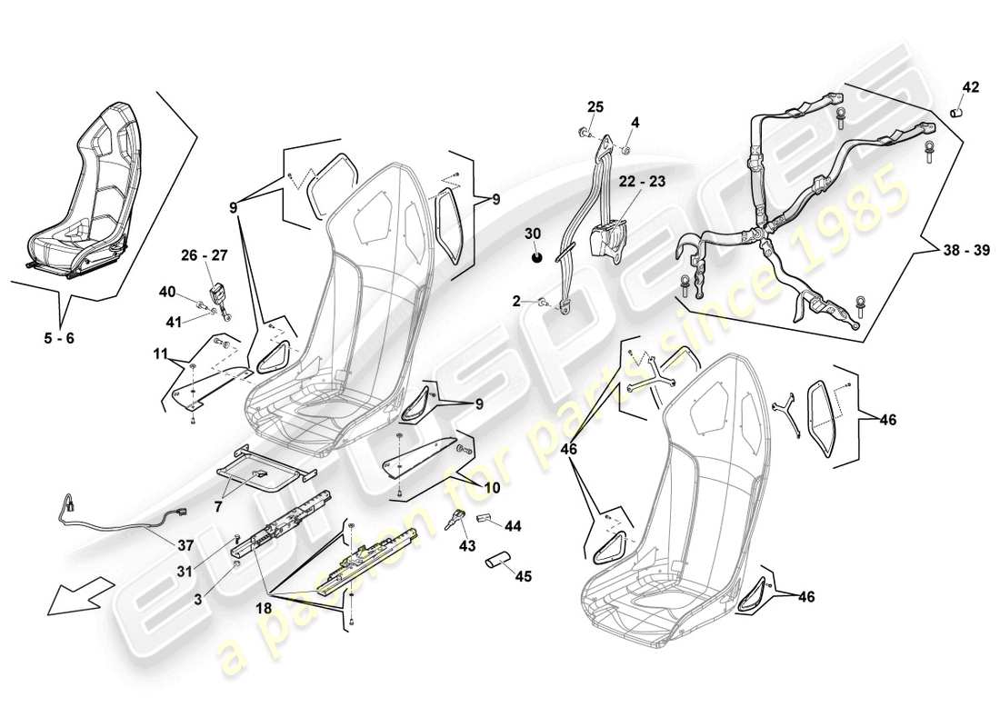 lamborghini blancpain sts (2013) sportsitz ersatzteildiagramm