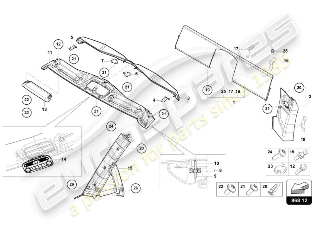 lamborghini sian roadster (2021) innendekor teilediagramm