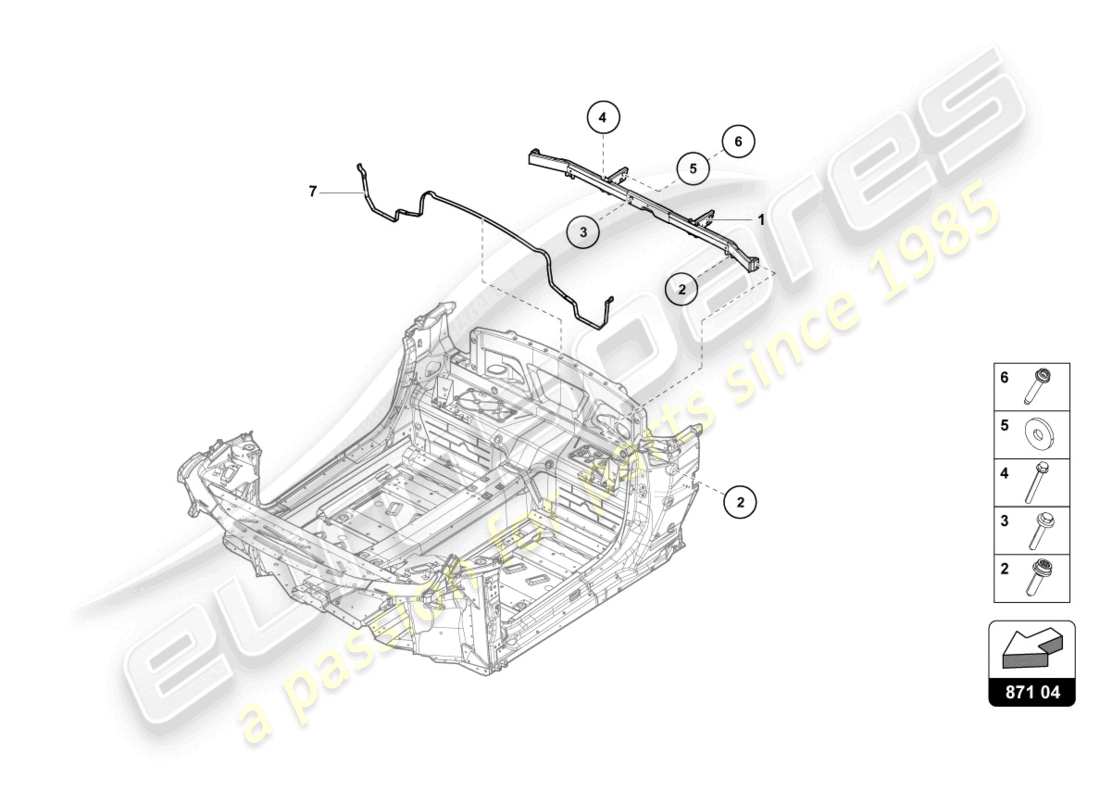 lamborghini 2024 (evo spyder) quertraeger hinten ersatzteildiagramm